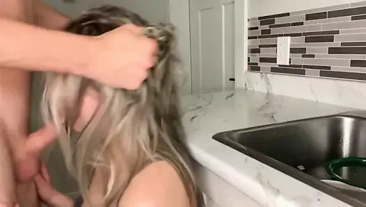 Loud Moaning PAWG Gets Face Fucked In The Kitchen