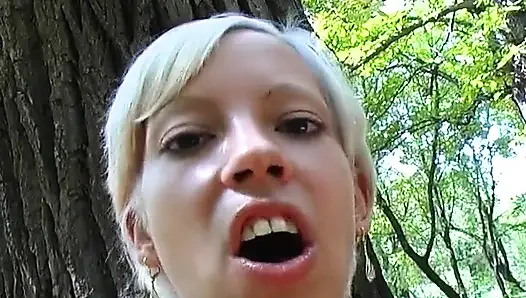 Blonde Slut From Germany Is Here to Pee and Cum in the Forest