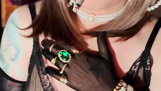 Nylon British Mature Tina Snua Smoking A Cigarette In Nylon Elbow Gloves & Jewellery - Smoker OMI OME Snap Inhale Drifting