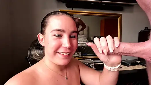 UNFAITHFUL HOTWIFE sends CUCKOLD husband selfie BLOWJOB with CUM FACIAL