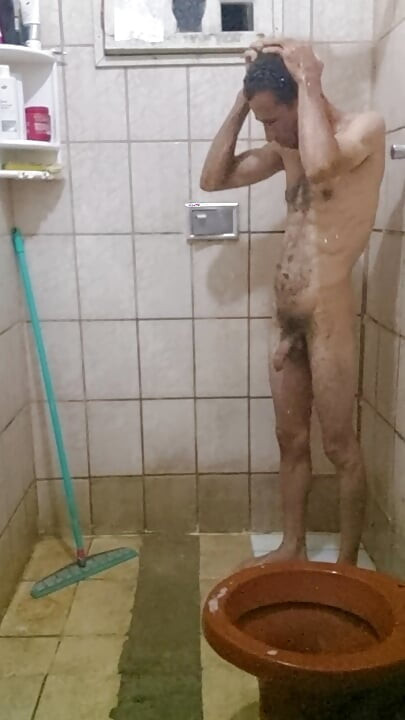 Me Taking a Shower with a Hard-on and Jerking off Until I Cum