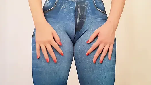 Hot girl trying on fitness leggings