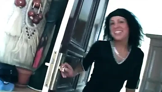 Lactating Brunette Fingers Sloppy Wet Pussy in Fishnets