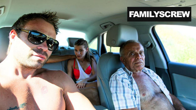 Street Slut Fucking with Grandpa, Step Son and Uncle