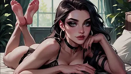 Cewek gotik victoria lagi asik nyepong dan ngentot di mansion ai