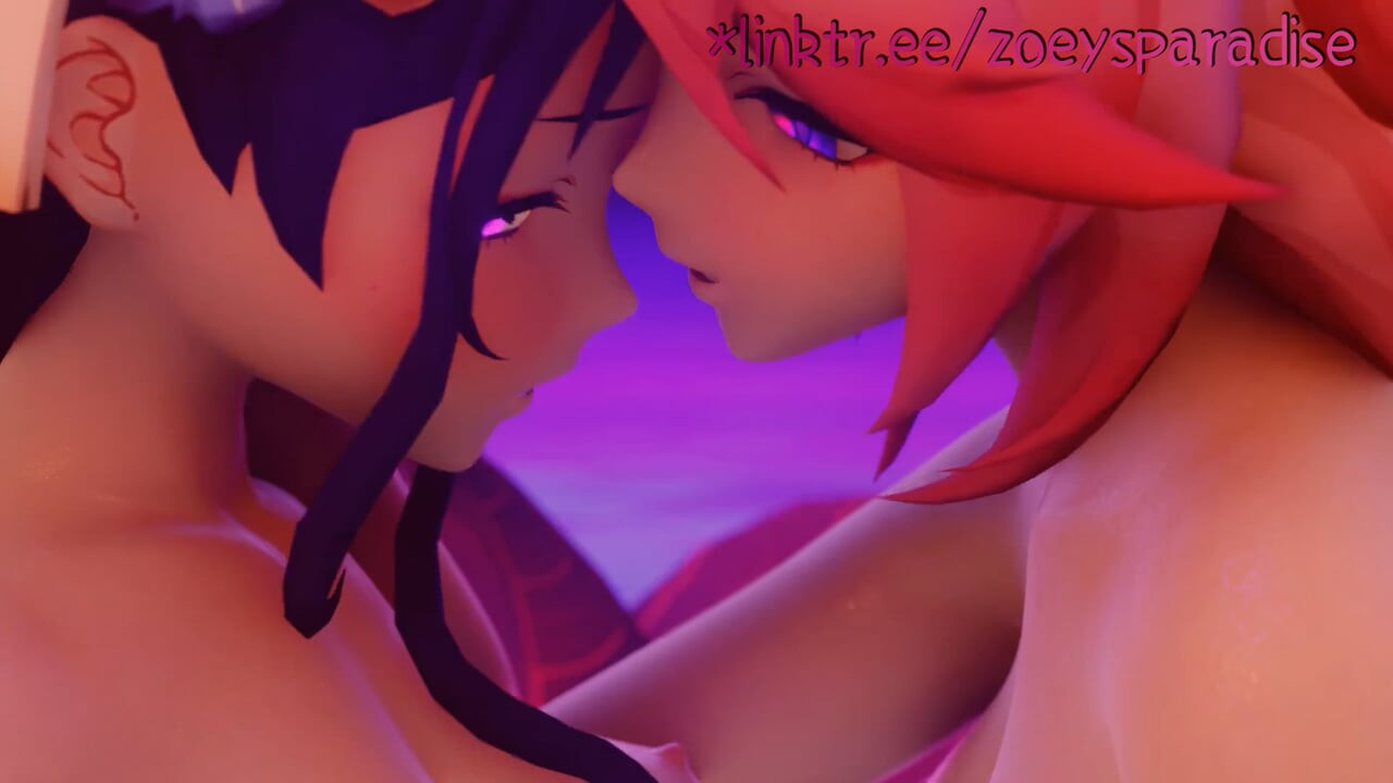 Two hot 3D animated anime lesbians