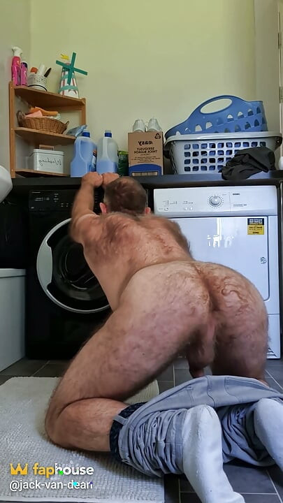 Hairy Bear Doing Laundry