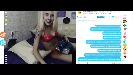 18 Blonde girl - sexy cam show - naked + feet and soles