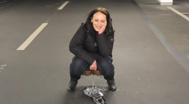 Crazy Girl Pissing In Carpark