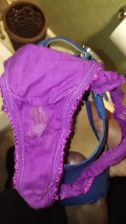 Fucking blue heels and stained panties