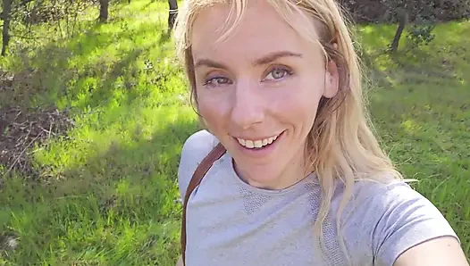 Petite Blonde Gets Massive Outdoor Facial