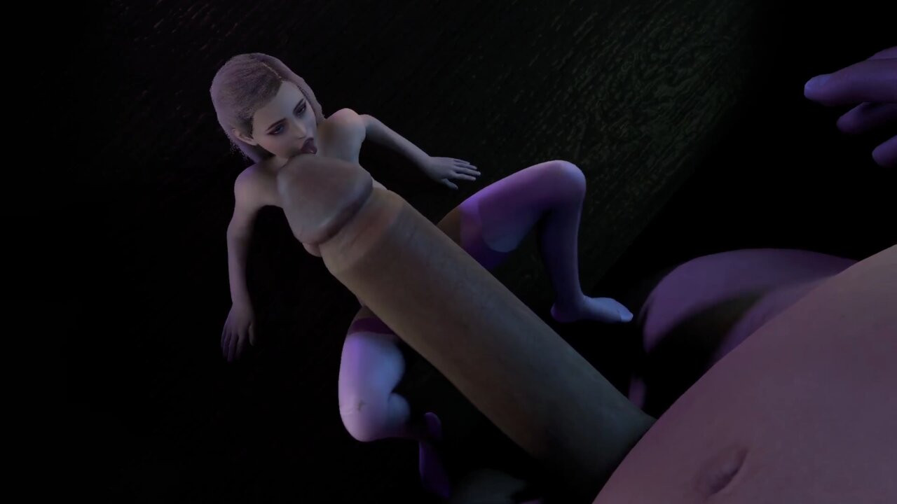 Uma loira está tentando o seu melhor para satisfazer o pau de um gigante: pornô em 3D