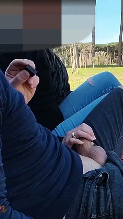 French Teacher Handjob Amateur on public park to student with Cumshot - MissCreamy | Clip 1