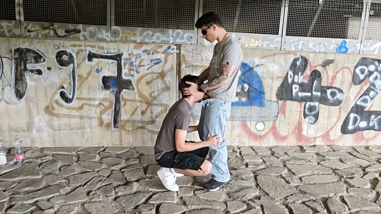 Risky Outdoor Gay Bareback Sex Almost Exposed While Facefucking & Pounding Boypussy Under a Motorway Bridge