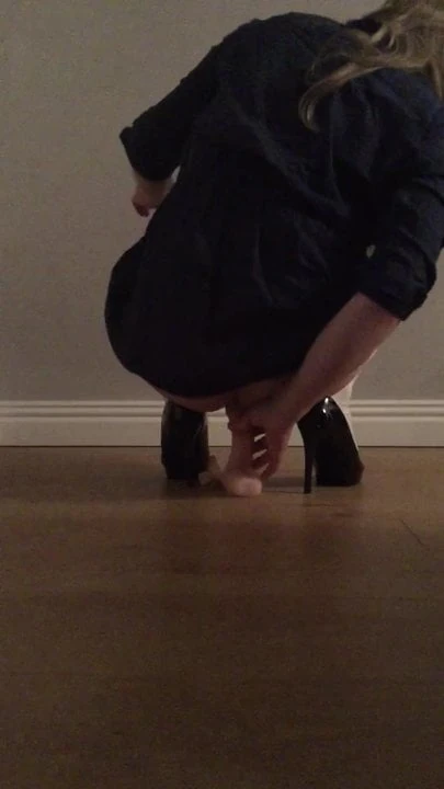 Dumb sissy slut struggling with her dildo