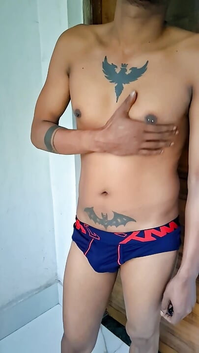 Blue and red open cock briefs.