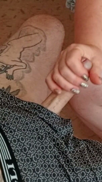 the bitch sat opposite milking and jerking off my cock until ejaculation | Clip 1