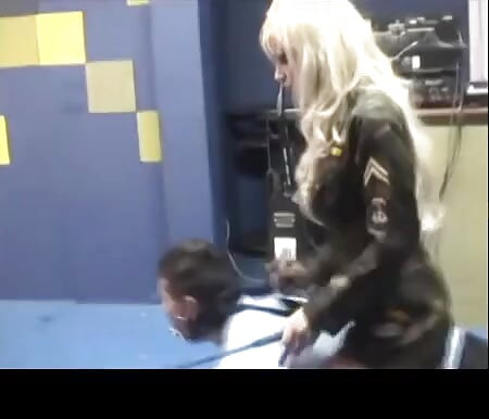 Blonde Mistress Monique rides her slave Donald