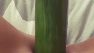 Wife fucks cucumber