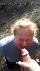 surprise cums suddenly on the face of a russian