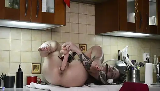 fucked herself in all the holes like a whore