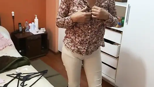 I Please My Friend and Invite Her Stepson to Watch Me and Jerk off