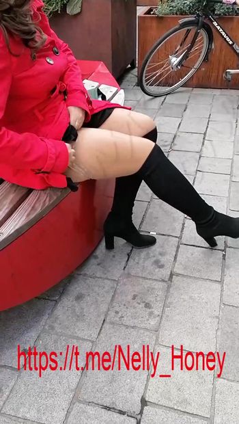 Stockings pulled on the street