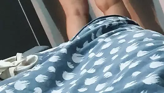Step mom in panties showing her big tits in front of step son dick