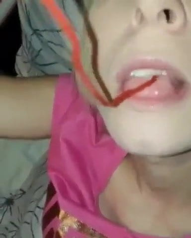 Girl vores candy bear