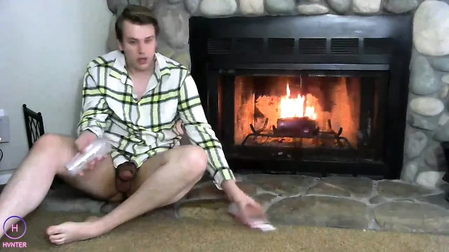 Fireside fleshlight fuck