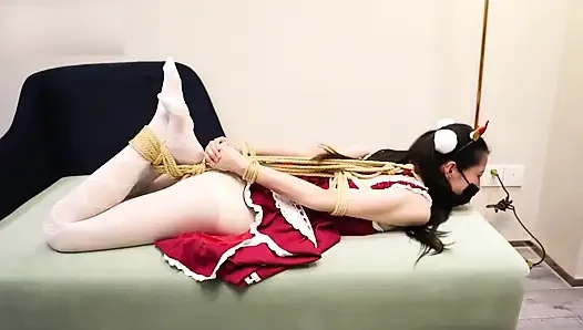 Jw1-a Girl Wearing White Stockings Was Tied up as Hogtie Bondage