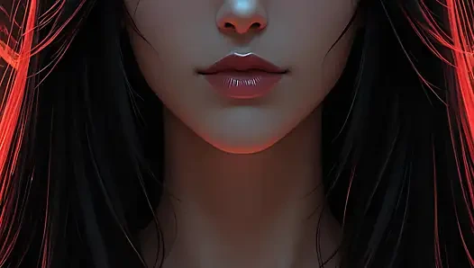 Slideshow ai art fantasi hitam wanita pejuang assassin shadow dengan rambut hitam jet dan amber eyes