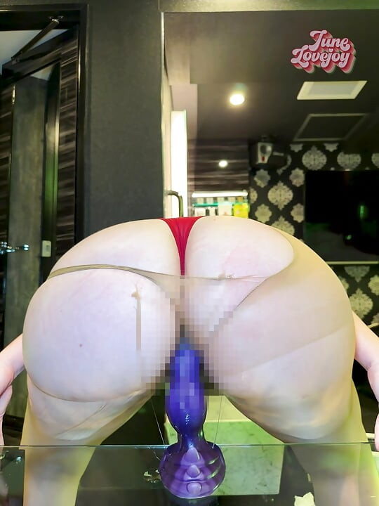 Big Ass Ripping Nylon Pantyhose and Riding Bad Dragon Dildo POV Reverse Cowgirl