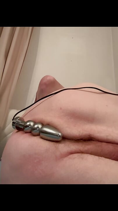 In bed with pump pussy toy and electronic ass plug horny pig