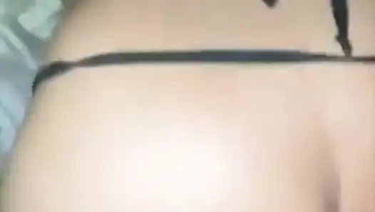Sevimli Asyalı kedi büyük zenci biniyor ve arkadan çekim yapıyor