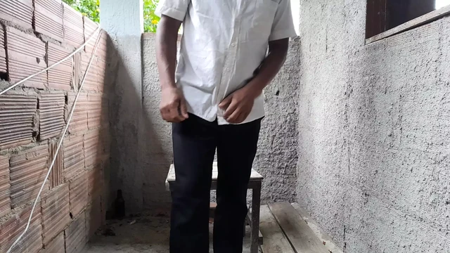 Masturbating on the balcony.