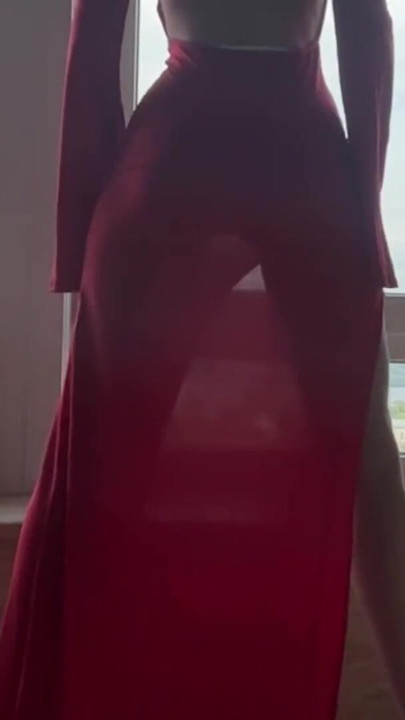 sexy hot yoga in red long dress | Clip 3