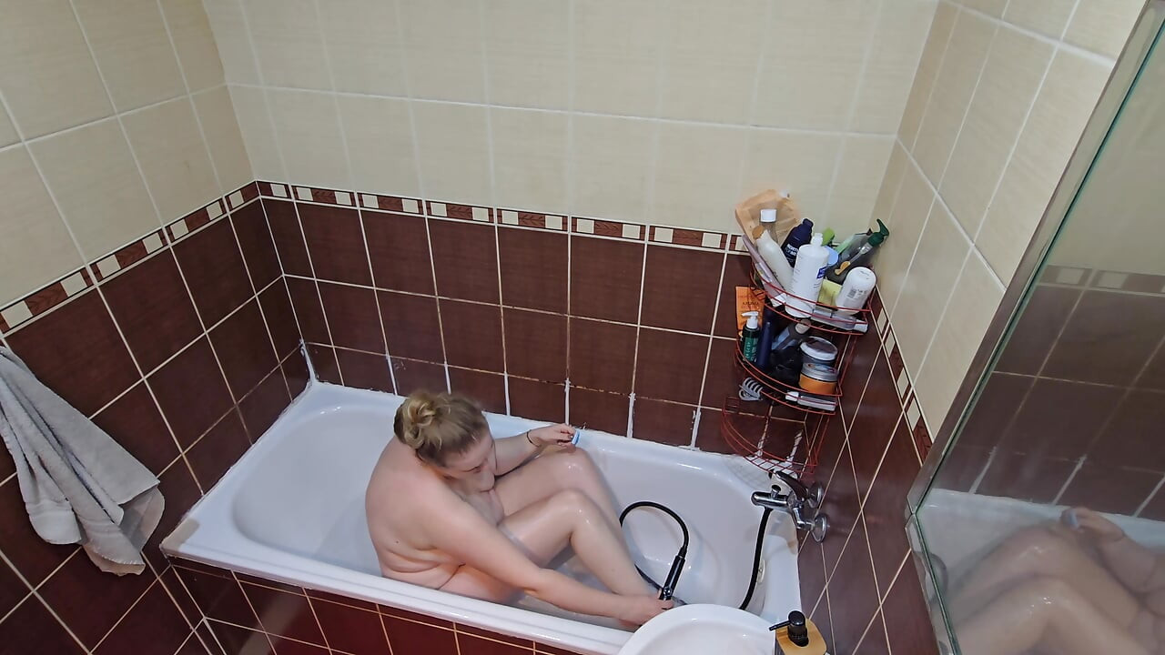 My Chubby Wife's Shower Routine - Shaving & Feeling Fresh