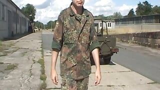 A curvy German babe gets dominated by her military master
