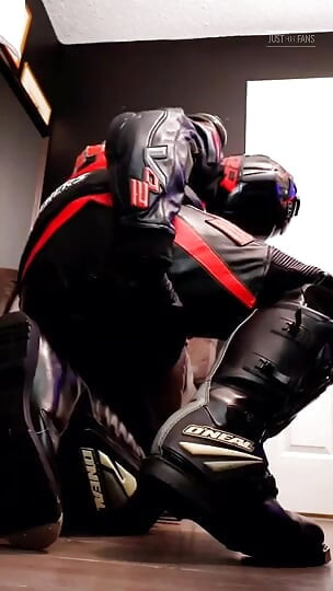 Chubby Bear Biker Leather Moto Suit Helmet