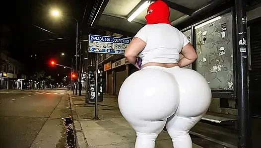 Big Ass Girl in Tight White Leggings Gets Watched by Stranger