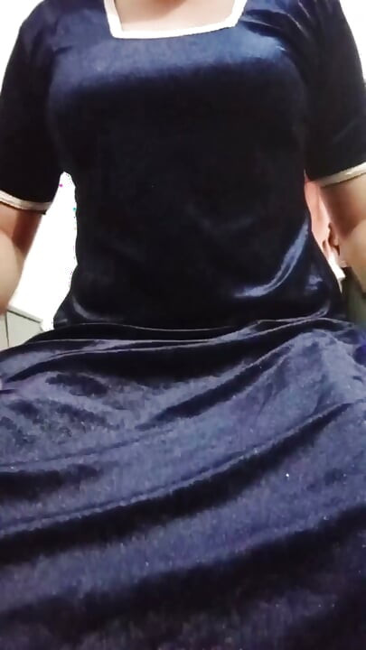 Indian Gay Crossdresser Gaurisissy Feeling Horny in Blue Salwar Kurta