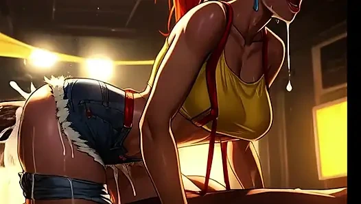 Misty si cewek hot rambut merah lagi asik pokemon ball dan diajak raksasa pria kulit hitam