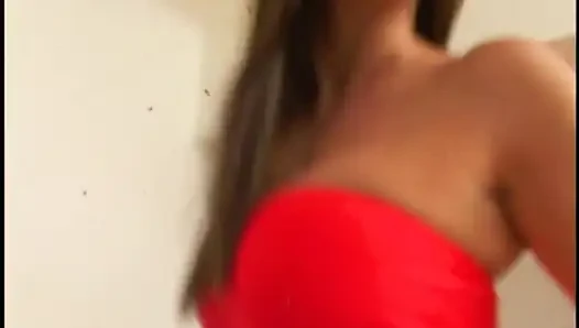 Lady in red with big boobs was packed her peanut butter with hard cock