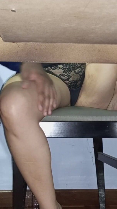 Captivating moment from "Stepdad gropes his stepdaughter's pussy while she tries to study for her exam and distracts her"
