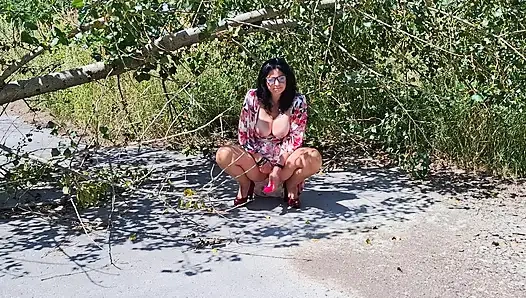 MILF Slut Got Caught Orgasming in the Woods
