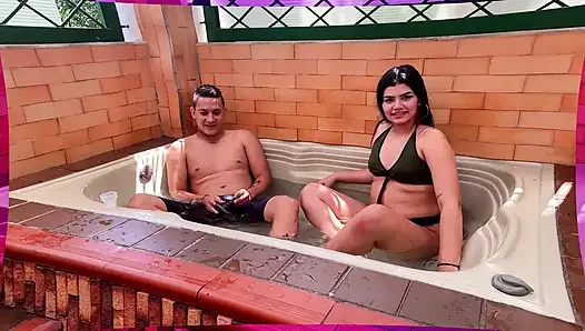 A tattooed brunette warms up her friends and makes their cocks hard