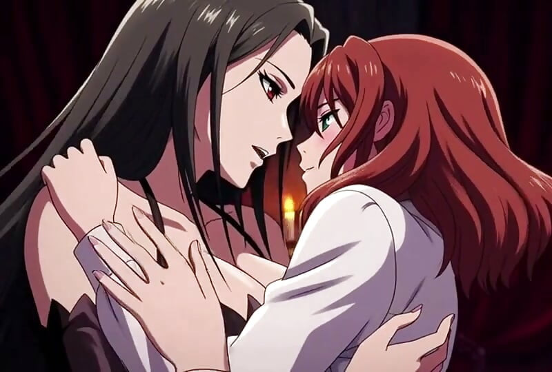 Eine lesbische vampirkönigin transformiert eine schöne junge frau