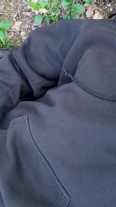 The cute gay twink jerking off his cock, pulled through his fly while outdoors, is Jon Arteen | Clip 1