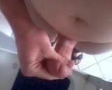 Quickly jerking of in the bathroom